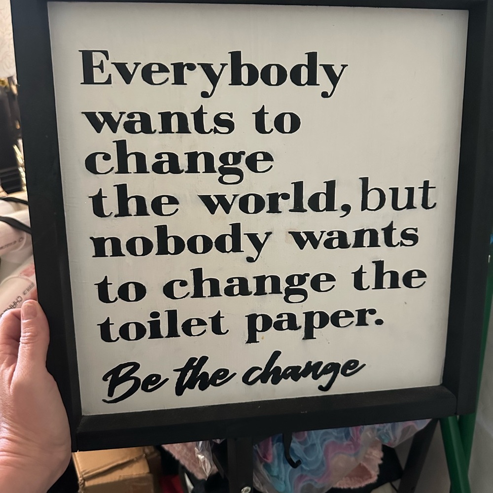 Framed 'Be the Change' Wall Sign - Black and White